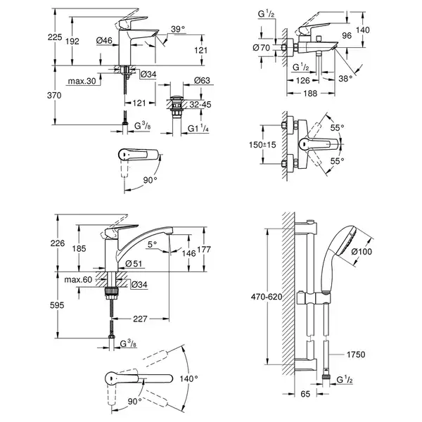 Grohe Start Набор смесителей 4в1, хром (UA202301KE)