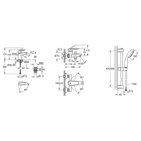 Grohe StartEdge Набор смесителей 3 в 1, хром (UA202501SE)