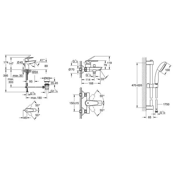 Grohe StartEdge Набор смесителей 3 в 1, хром (UA202501SQ)