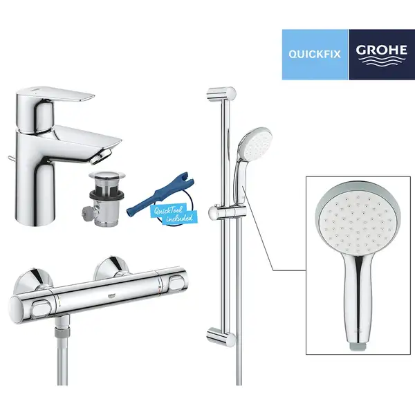 Набір змішувачів 2 в 1 для душової кімнати S-Size Grohe StartEdge UA202503TS Набір змішувачів 2 в 1 для душової кімнати S-Size Grohe StartEdge UA202503TS