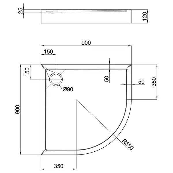 Душевой поддон Qtap Robin 309912W 90x90x12 см + сифон (ROBIN309912W) Душевой поддон Qtap Robin 309912W 90x90x12 см + сифон (ROBIN309912W)