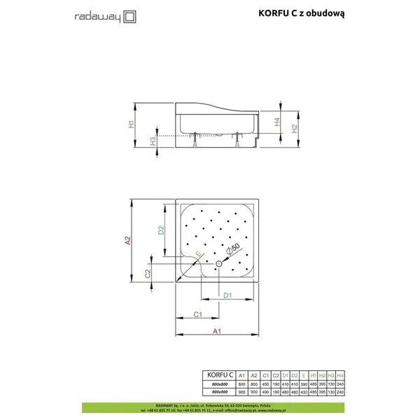 Radaway Korfu C Душовий піддон 90x90 см, білий (4C99400-03) Radaway Korfu C Душовий піддон 90x90 см, білий (4C99400-03)