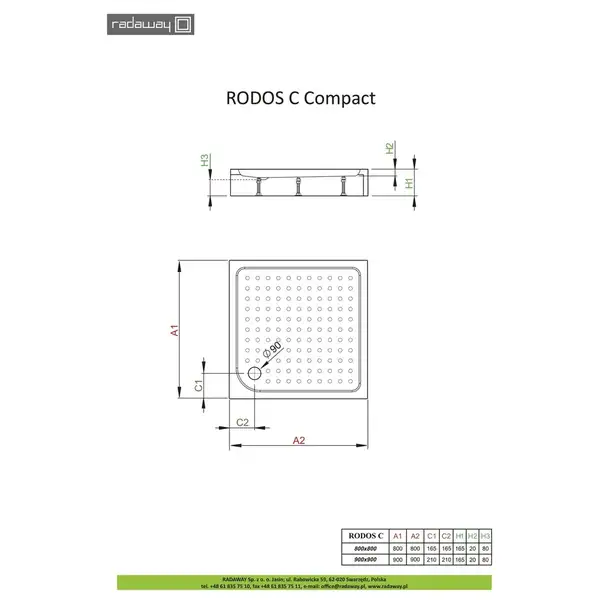 Radaway Rodos C Compact Душовий піддон, білий (4K88155-04)