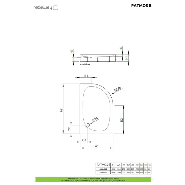 Radaway Patmos E Душовий піддон 100x80 см лівий (4P81155-03L)