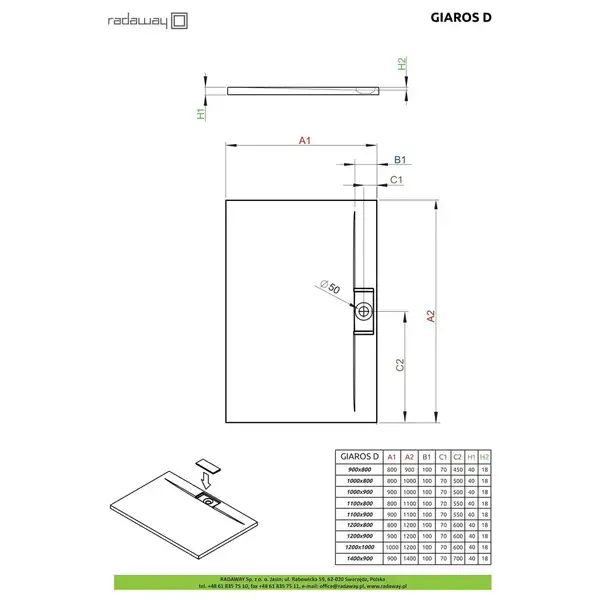 Radaway Giaros D Душовий піддон, білий, 120x100 см (M3GRD1210) Radaway Giaros D Душовий піддон, білий, 120x100 см (M3GRD1210)