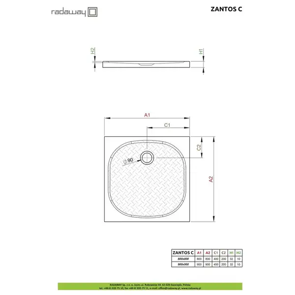 Душовий піддон Zantos C 90x90 см, RADAWAY (M3ZNC9090-06) Душовий піддон Zantos C 90x90 см, RADAWAY (M3ZNC9090-06)