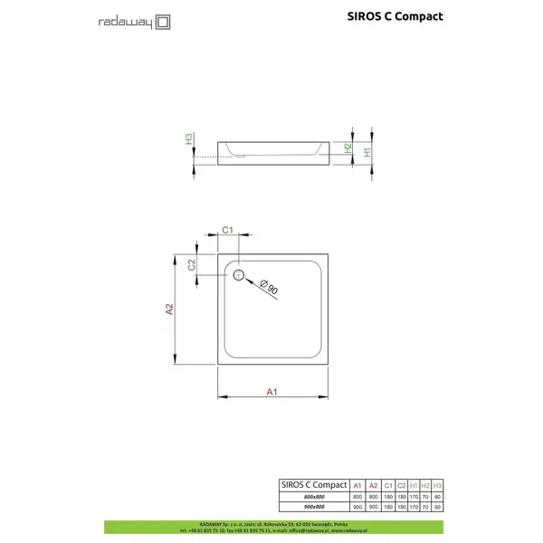 Radaway Siros C Compact Душовий піддон 80x80 см, білий (SBC8817-2) Radaway Siros C Compact Душовий піддон 80x80 см, білий (SBC8817-2)
