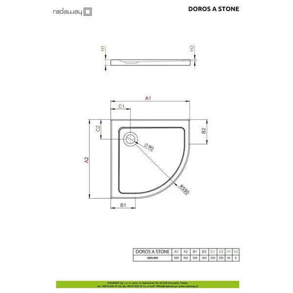 Душовий піддон Doros A Stone Anthracite 90x90 см, RADAWAY (SDRA9090-01-64S) Душовий піддон Doros A Stone Anthracite 90x90 см, RADAWAY (SDRA9090-01-64S)