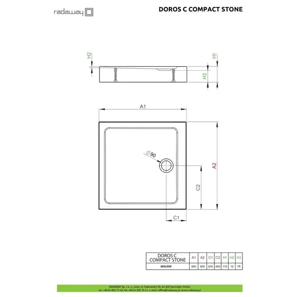 Radaway Doros C Душовий піддон 90x90, білий (SDRC9090-05-04S) Radaway Doros C Душовий піддон 90x90, білий (SDRC9090-05-04S)