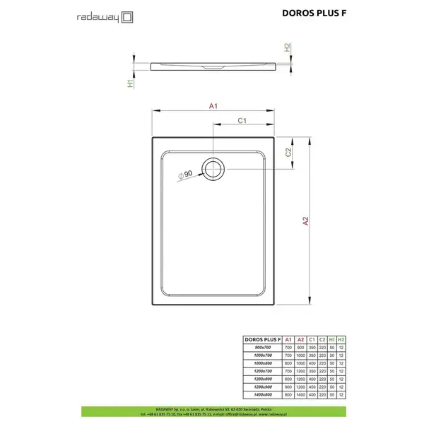 Душовий піддон Doros Plus F 120x80 см, RADAWAY (SDRFP1280-01) Душовий піддон Doros Plus F 120x80 см, RADAWAY (SDRFP1280-01)