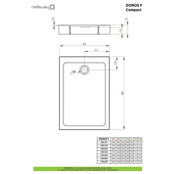 Radaway Doros F Compact Душовий піддон 120x80, білий (SDRFP1280-05) Radaway Doros F Compact Душовий піддон 120x80, білий (SDRFP1280-05)