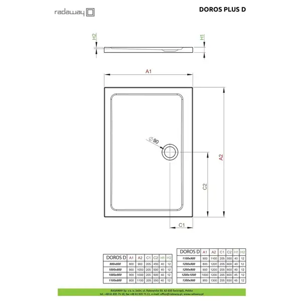 Душовий піддон Doros Plus D 130x90 см, RADAWAY (SDRPD1390-01) Душовий піддон Doros Plus D 130x90 см, RADAWAY (SDRPD1390-01)