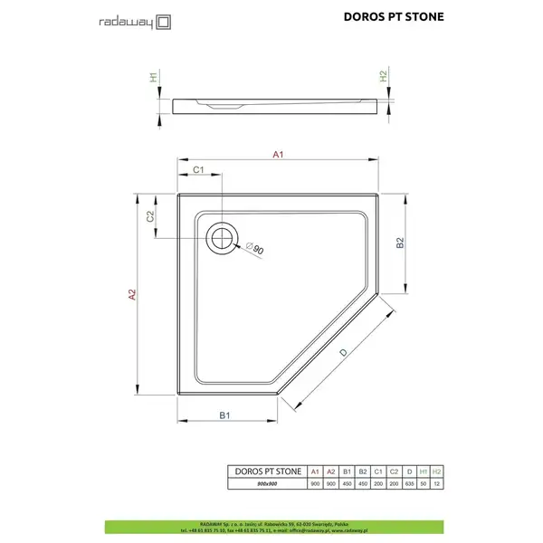 Radaway Doros PT Душовий піддон, Stone White 90x90 см (SDRPT9090-01-04S) Radaway Doros PT Душовий піддон, Stone White 90x90 см (SDRPT9090-01-04S)