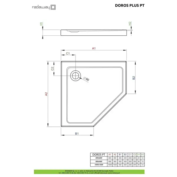 Душовий піддон Doros Plus PT 100x100 см, RADAWAY (SDRPTP1010-01) Душовий піддон Doros Plus PT 100x100 см, RADAWAY (SDRPTP1010-01)