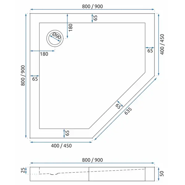 Душевой поддон REA DIAMOND 80X80 WHITE (REA-K8544)