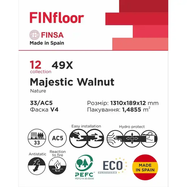 Ламінована підлога 49X Majestic Walnut 12 1310х189х12 мм Finsa ІСПАНІЯ (40747045) Ламінована підлога 49X Majestic Walnut 12 1310х189х12 мм Finsa ІСПАНІЯ (40747045)