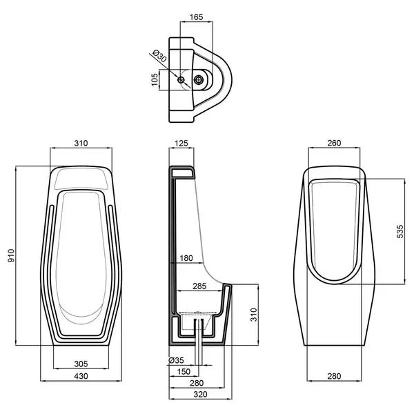 Qtap Scorpio Пісуар підлоговий, білий (QT1588HDU900W) Qtap Scorpio Пісуар підлоговий, білий (QT1588HDU900W)