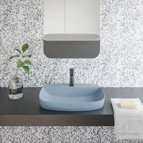 Раковина полувстраиваемая Catalano Green Lux Сolori 40 х 60 х h14 см, цвет - синий матовый 160GRLXNAS Раковина полувстраиваемая Catalano Green Lux Сolori 40 х 60 х h14 см, цвет - синий матовый 160GRLXNAS
