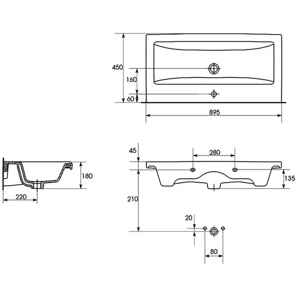 Cersanit Умивальник  Como 90 furniture Церсаніт ПОЛЬЩА (CCWF1006791603)