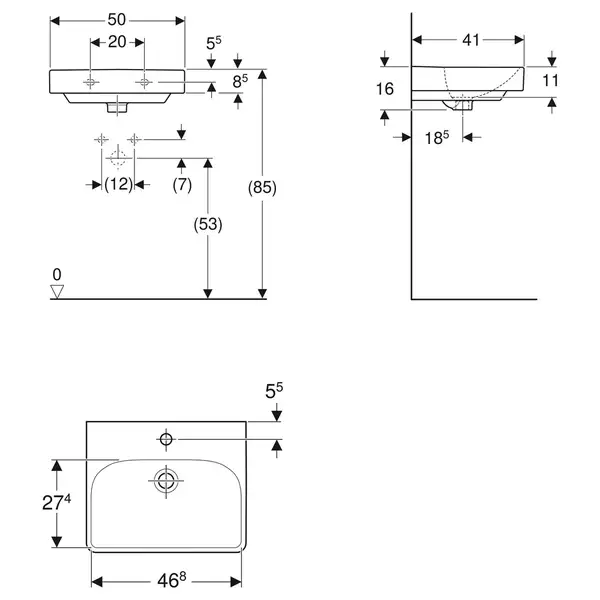 Маленькая (мини) раковина Geberit Smyle Square 50 х 41 х h16 см (500.256.01.1) фото 3 Aquada.com.ua Маленькая (мини) раковина Geberit Smyle Square 50 х 41 х h16 см (500.256.01.1) фото 3 Aquada.com.ua
