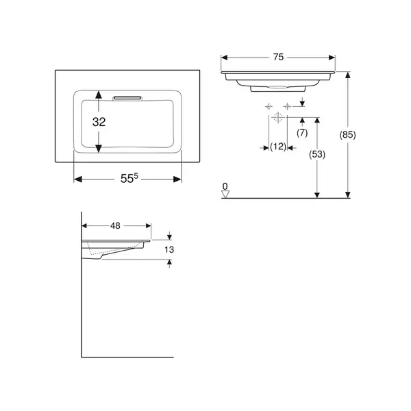 Geberit One Раковина, 75x48 см, біла глянцева (505.003.00.1) Geberit One Раковина, 75x48 см, біла глянцева (505.003.00.1)