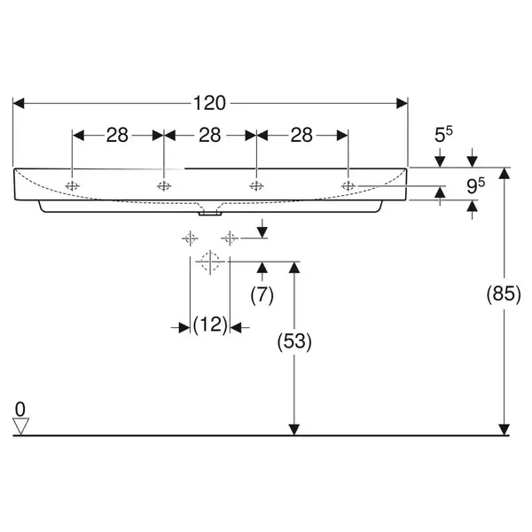 Раковина Geberit One 120 х 48 см 505.020.01.5 Раковина Geberit One 120 х 48 см 505.020.01.5