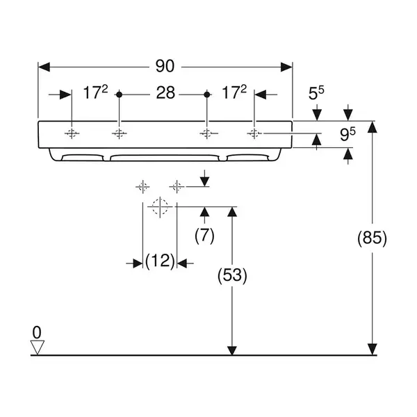 Раковина Geberit One 90 х 48 см 505.038.00.1 Раковина Geberit One 90 х 48 см 505.038.00.1
