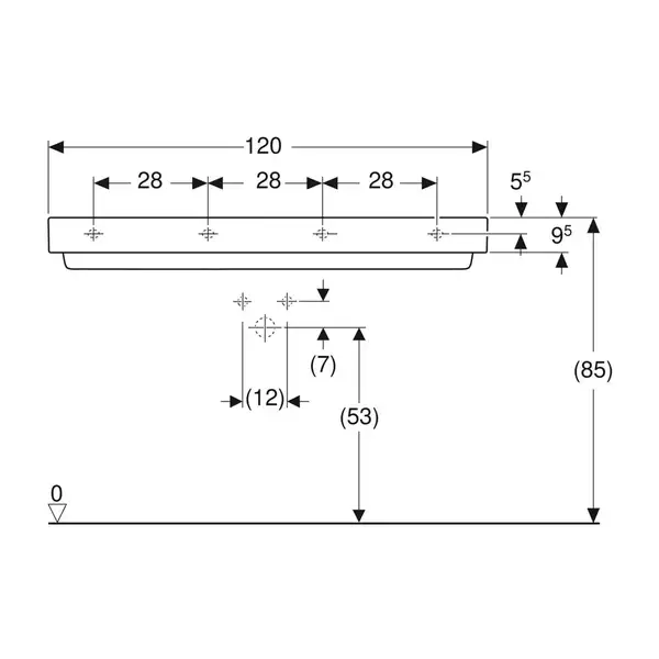 Раковина Geberit One 120 х 48 см 505.048.00.1 Раковина Geberit One 120 х 48 см 505.048.00.1