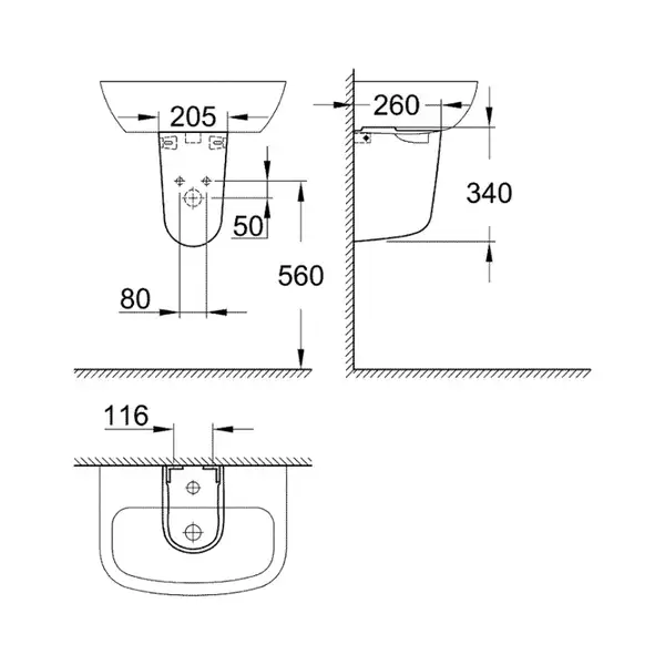 Grohe Bau Ceramic Полупьедестал для умывальника, белый (39426000)
