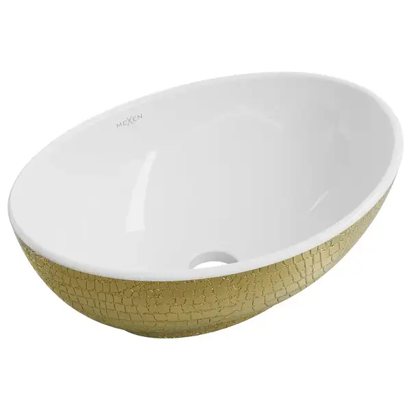 Умывальник (раковина) MEXEN ELZA GOLD WHITE c узором накладной (MEX-21014008) Умывальник (раковина) MEXEN ELZA GOLD WHITE c узором накладной (MEX-21014008)