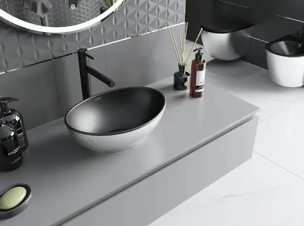 Умывальник (раковина) MEXEN ELZA SILVER BRUSHED BLACK MATT накладной (MEX-21014023) Умывальник (раковина) MEXEN ELZA SILVER BRUSHED BLACK MATT накладной (MEX-21014023)