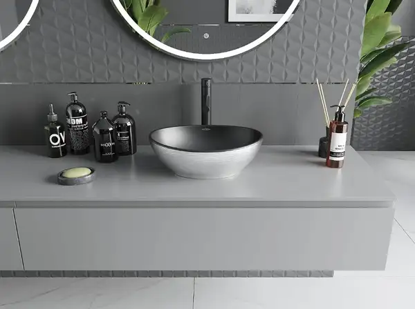 Умывальник (раковина) MEXEN ELZA SILVER BRUSHED BLACK MATT накладной (MEX-21014023) Умывальник (раковина) MEXEN ELZA SILVER BRUSHED BLACK MATT накладной (MEX-21014023)