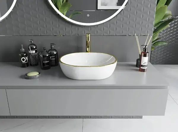 Умывальник (раковина) MEXEN VIKI WHITE GOLD EDGE накладной (MEX-21054805)
