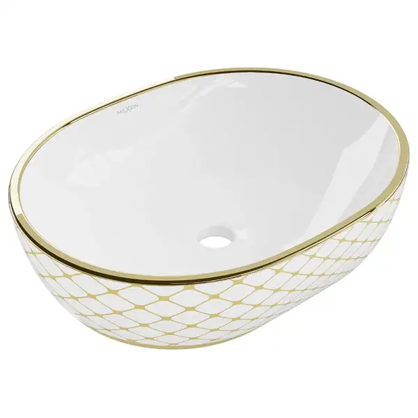 Умывальник (раковина) MEXEN VIKI WHITE DIAMOND GOLD накладной (MEX-21054809) Умывальник (раковина) MEXEN VIKI WHITE DIAMOND GOLD накладной (MEX-21054809)