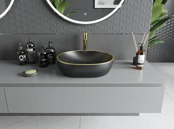 Умывальник (раковина) MEXEN VIKI BLACK GOLD EDGE накладной (MEX-21054875) Умывальник (раковина) MEXEN VIKI BLACK GOLD EDGE накладной (MEX-21054875)
