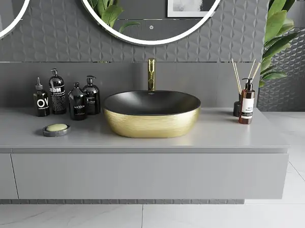 Умывальник (раковина) MEXEN VIKI BLACK BRUSHED GOLD накладной (MEX-21054877) Умывальник (раковина) MEXEN VIKI BLACK BRUSHED GOLD накладной (MEX-21054877)