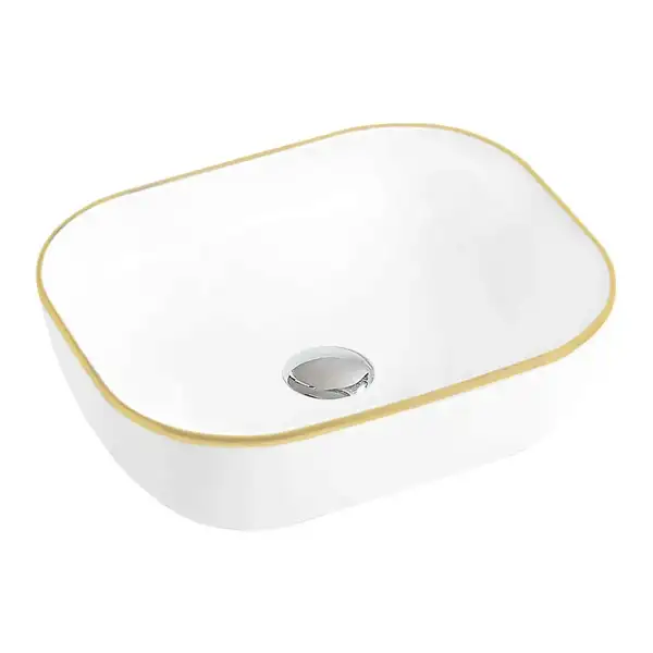 Умывальник (раковина) MEXEN RITA WHITE GOLD EDGE накладной (MEX-21084505) Умывальник (раковина) MEXEN RITA WHITE GOLD EDGE накладной (MEX-21084505)