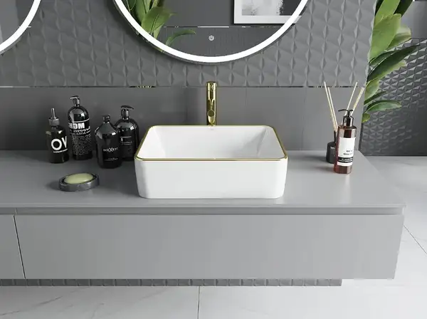 Умывальник (раковина) MEXEN CATIA WHITE GOLD EDGE накладной (MEX-21314805) Умывальник (раковина) MEXEN CATIA WHITE GOLD EDGE накладной (MEX-21314805)