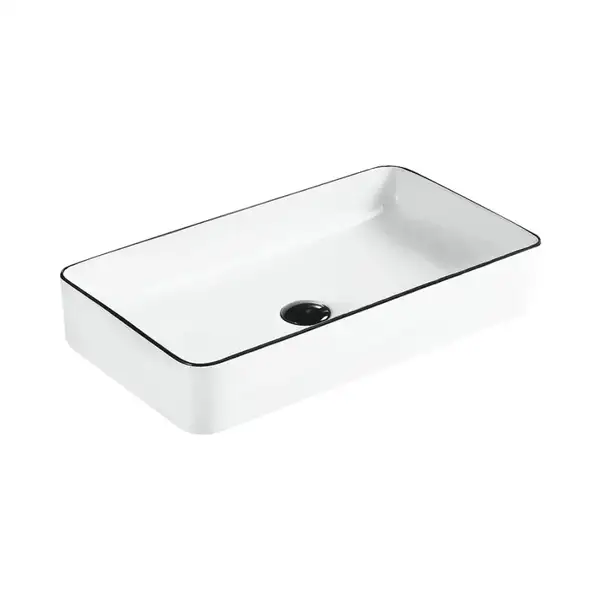 Умывальник (раковина) MEXEN NADIA 60 WHITE BLACK EDGE накладной белый (MEX-21616007) Умывальник (раковина) MEXEN NADIA 60 WHITE BLACK EDGE накладной белый (MEX-21616007)