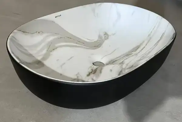 Раковина накладна MIXXUS PREMIUM ELLIPSE-0105, мармур-чорна (MP6565)