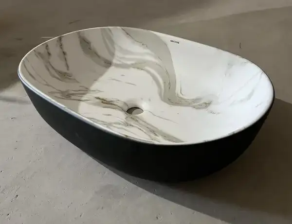 Раковина накладна MIXXUS PREMIUM ELLIPSE-0105, мармур-чорна (MP6565)