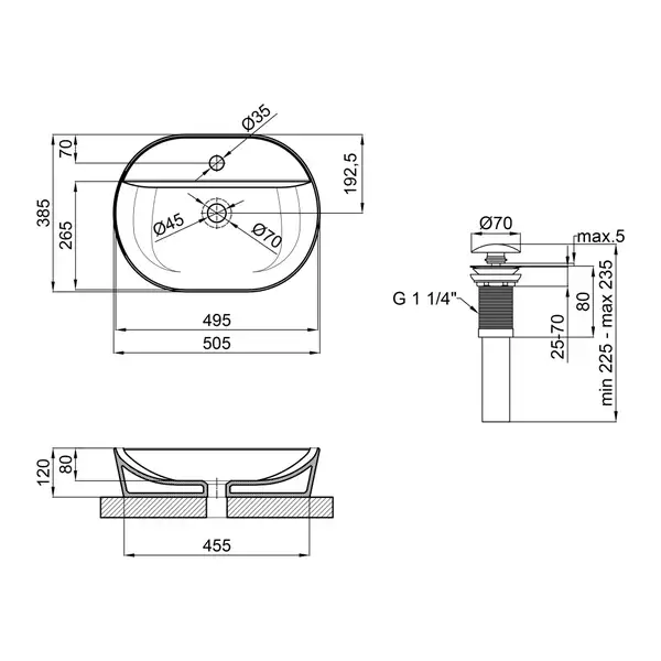 MIXXUS PREMIUM ELLIPSE-0203 Раковина накладна, біла (MP6678) MIXXUS PREMIUM ELLIPSE-0203 Раковина накладна, біла (MP6678)