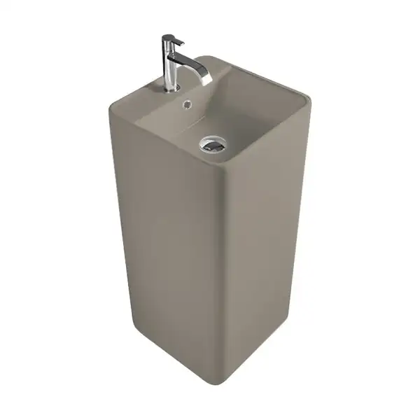 Умивальник окремо стоячий Nic Design Semplice 40х40х85 см з отвором під змішувач, злив у стіну, Sabbia матовий (001371051)