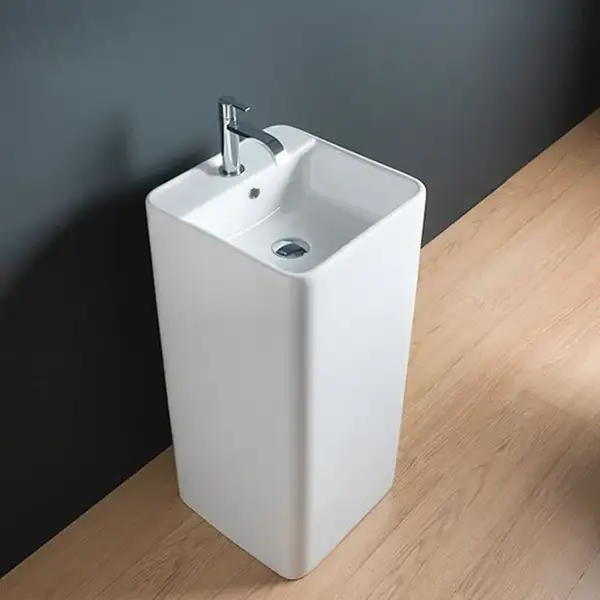 Умивальник окремо стоячий Nic Design Semplice 40х40х85 см з отвором під змішувач, злив у стіну, Fard глянець (001371072)