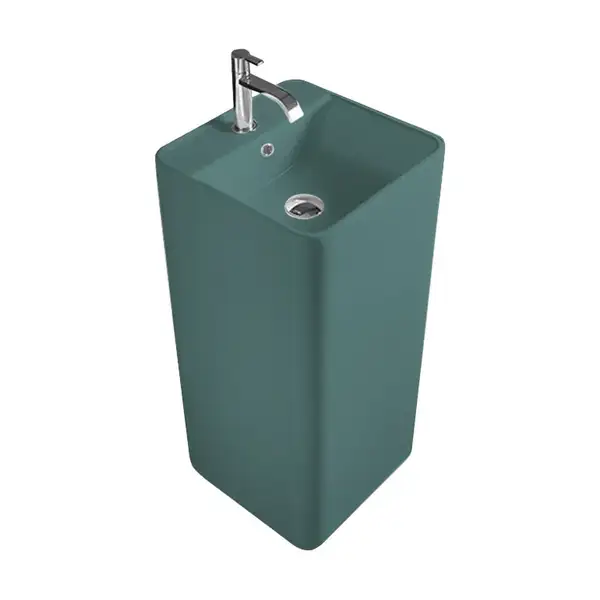 Умивальник окремо стоячий Nic Design Semplice 40х40х85 см з отвором під змішувач, злив у стіну, Amazzonia глянець (001371077)