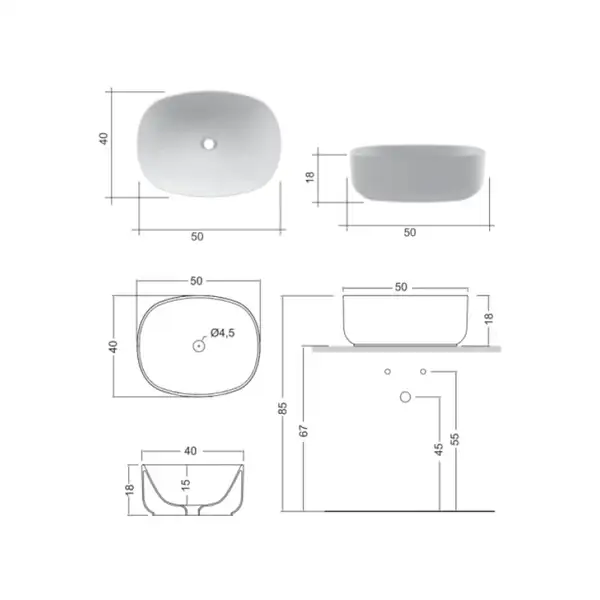 Умивальник на стільницю Nic Design Semplice 50х40х15 см, чорний глянець (001375008) Умивальник на стільницю Nic Design Semplice 50х40х15 см, чорний глянець (001375008)