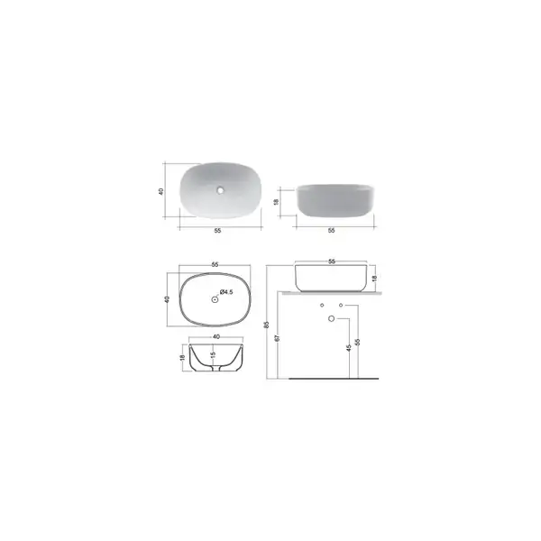 Nic-Design Умивальник на стільницю Nic Design Semplice 55х40х15 см, Argilla матовий (001376052) Nic-Design Умивальник на стільницю Nic Design Semplice 55х40х15 см, Argilla матовий (001376052)