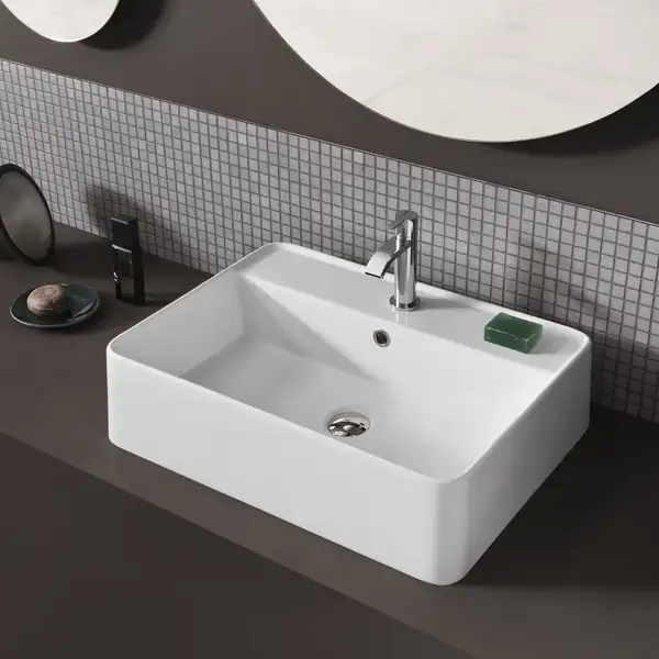 Умивальник на стільницю Nic Design Semplice 60х45х16 см з отвором під змішувач, білий матовий C/F (001384003 CF) Умивальник на стільницю Nic Design Semplice 60х45х16 см з отвором під змішувач, білий матовий C/F (001384003 CF)