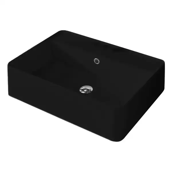 Умивальник на стільницю з переливом Nic Design Semplice 60х45х16 см, чорний глянець N/F (001384008 NF)