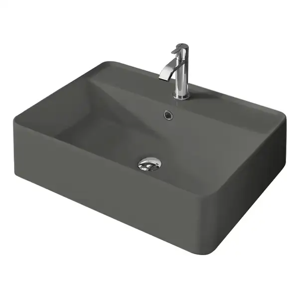 Умивальник на стільницю Nic Design Semplice 60х45х16 см з отвором під змішувач, Argilla матовий C/F (001384052 CF)